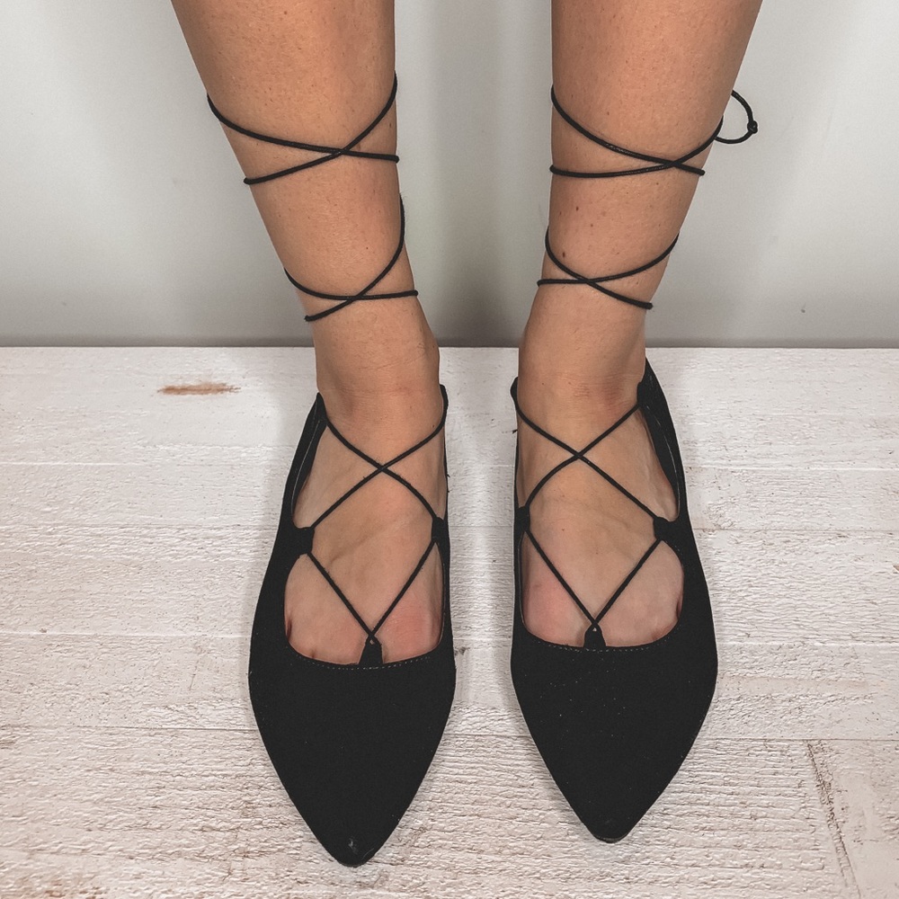 Target mossimo black suede lace up flats